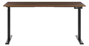 Scrivania regolabile manualmente Piano in legno scuro Struttura in acciaio verniciato a polvere Nero Sede e piedi 160 x 72 cm Beliani