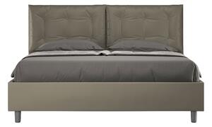 Letto Matrimoniale 160x200 cm con Rete e Contenitore con Alzata Comoda Imbottito in Similpelle Annalisa Cappuccino