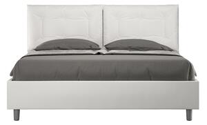 Letto Matrimoniale 160x190 cm con Rete e Contenitore con Alzata Comoda Imbottito in Similpelle Annalisa Bianco
