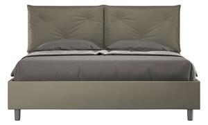 Letto Matrimoniale 160x190 cm con Rete e Contenitore con Alzata Comoda Imbottito in Similpelle Appia Cappuccino