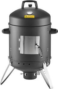 Affumicatore a carbone, barbecue verticale a carbone da 406 mm, affumicatore in acciaio rivestito con 2 griglie, termometro, prese d'aria e cassetto raccogli cenere rimovibile, ideale per cucinare durante le feste in giardino