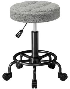HOMCOM Sgabello Girevole Rotondo con Ruote e Altezza Regolabile, Seduta rivestita in Tessuto, 50x50x66 cm, Grigio | Aosom Italy