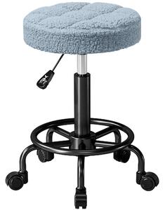 HOMCOM Sgabello Girevole Rotondo con Ruote e Altezza Regolabile, Seduta rivestita in Tessuto, 50x50x66 cm, Blu | Aosom Italy