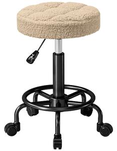 HOMCOM Sgabello Girevole Rotondo con Ruote e Altezza Regolabile, Seduta rivestita in Tessuto, 50x50x66 cm, Marrone | Aosom Italy