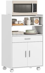 HOMCOM Mobile Microonde in Legno con Cassetto, Armadietto a 2 Ante e 2 Ripiani, 59x40x92 cm, Bianco | Aosom Italy