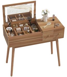 HOMCOM Tavolo da Trucco con Specchio a Luci LED e Spazio Contenitore in Legno, 100x40x87 cm | Aosom Italy