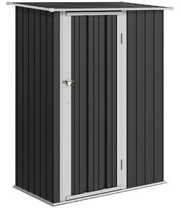 Outsunny Casetta da Giardino con tetto inclinato, Porta Attrezzi Capanno in Acciaio Impermeabile, 142x84x189 cm, Grigio | Aosom Italy