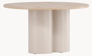 Tavolino rotondo da salotto con piano effetto legno Olivia