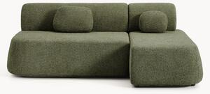 Divano angolare letto in teddy-bouclé con contenitore Pao