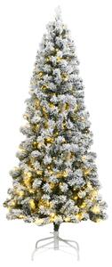 Albero Natale Artificiale Cerniera 300 LED Neve Floccata 180 cm