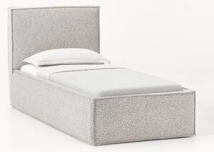 Letto singolo imbottito in bouclé con contenitore Dream