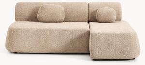 Divano letto angolare in teddy-bouclé con contenitore Pao