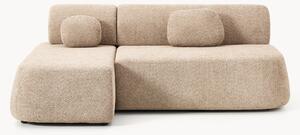 Divano letto angolare in teddy-bouclé con contenitore Pao