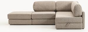 Divano letto angolare in bouclé con contenitore Ladina