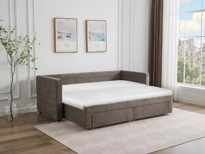 Letto a scomparsa 2x80x200cm Con rete a doghe a pettine e cassetti Tessuto testurizzato Tortora - CAMITY