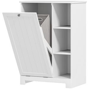 HOMCOM Mobile Bagno Portabiancheria con Cesto Rimovibile e Ripiani Regolabili, 60x38x86 cm, Bianco