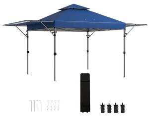 Outsunny Gazebo Pieghevole 5x3m con Pareti Estensibili, Altezza Regolabile e Borsa con Ruote, Blu|Aosom
