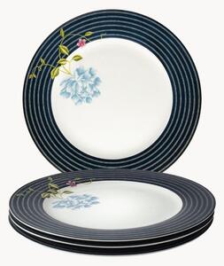 Set di 4 piatti piani in porcellana Midnight Candy Stripe