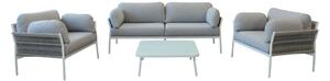 GALASSIA - salotto con struttura in alluminio bianco, rosso o antracite, rivestimento in corda in pvc