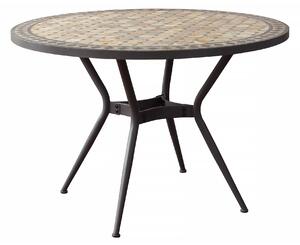 BRAIS - tavolo con piano rotondo e mosaico beige e antracite