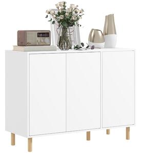 HOMCOM Credenza Moderna con 2 Armadietti a 3 Ripiani in Legno, 107x40x80 cm, Bianco