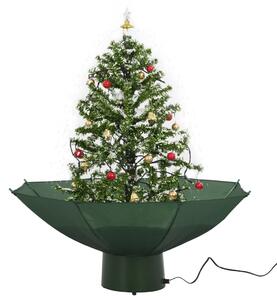 Albero di Natale con Neve e Base a Ombrellone Verde 75 cm