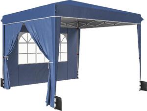 VivaGarden Gazebo da Giardino 3x3 mt Pieghevole in Metallo/Tessuto Tende Laterali con Finestre colore Blu