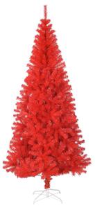 Albero di Natale Artificiale Sottile con Base Rosso 210 cm PVC