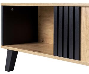 Tavolino da Salotto Design in Legno Colorato e Nero 100 x 60 x 53 cm con Cassetti, Multifunzionale, Naturale