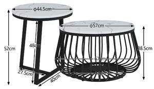 Set di Tavolini con Struttura in Marmo, Ideale come Letto per Gatti - Design Elegante in Nero e Bianco