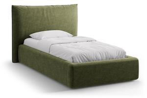 Letto singolo imbottito verde con contenitore con rete inclusa 90x200 cm Kaelle – Micadoni