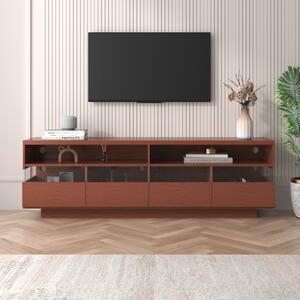 Mobile TV in Legno con Pannello LED, 2 Scomparti e 4 Grandi Cassetti, Naturale|Aosom