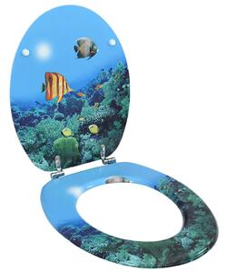 Tavoletta WC con Coperchio MDF Design Fondo Mare