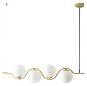 Lampada a sospensione Lucande, Isandro, dimmerabile, Dorato / Ottone, Sala da pranzo, Vetro, Design