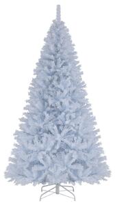 Costway Albero di natale 225 cm pieghevole con luci preinstallate, Albero di natale pieghevole con luci preinstallate Bianco