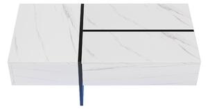 Tavolino da Salotto effetto Marmo con Sistema di Illuminazione a LED Controllato tramite App, Bianco e Nero