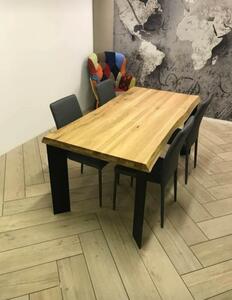 Tavolo da pranzo in legno massello spessore 6 con gambe in metallo 160 x 90