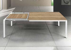 Tavolo in legno rovere nodato gambe in metallo bianco 160x90 cm