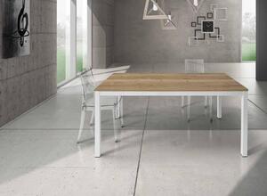 Tavolo in legno rovere nodato gambe in metallo bianco 160x90 cm