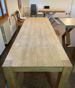 Tavolo da pranzo allungabile in legno abete naturale moderno 160 x 90