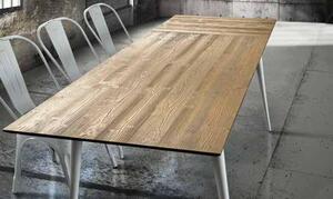 Tavolo da pranzo allungabile in legno piano abete spazzolato bianco 140 x 85