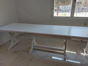 Tavolo rettangolare bianco opaco allungabile in legno massello 160x85