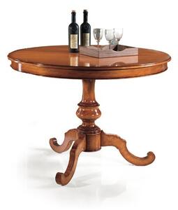 Tavolo da pranzo rotondo in stile classico in legno massello noce 120 x 120
