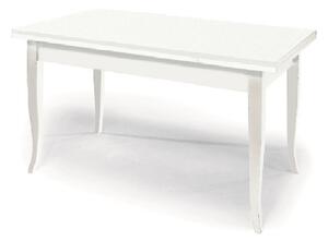 Tavolo da pranzo classico in legno massello bianco opaco 100 x 70