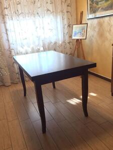 Tavolo da pranzo classico in legno massello noce lucido 100x70 cm