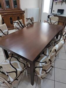 Tavolo da pranzo classico in legno massello noce lucido 100x70 cm