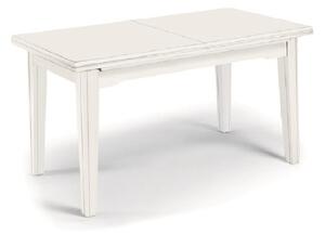 Tavolo pranzo allungabile in legno massello bianco opaco 160/340 x 85