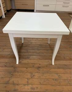 Tavolo bianco opaco in legno massello con apertura a libro 90x90 cm