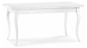 Tavolo da pranzo classico in legno massello bianco opaco 160x85 cm
