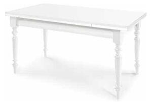 Tavolo da pranzo classico in legno massello gambe tornite bianco opaco 160x80 cm